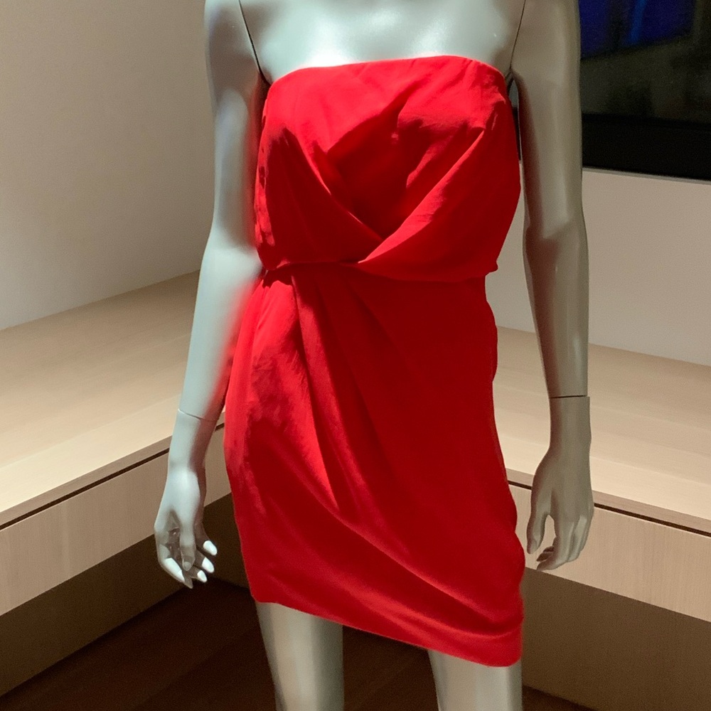 BCBGeneration Vibrant Red Strapless Dress